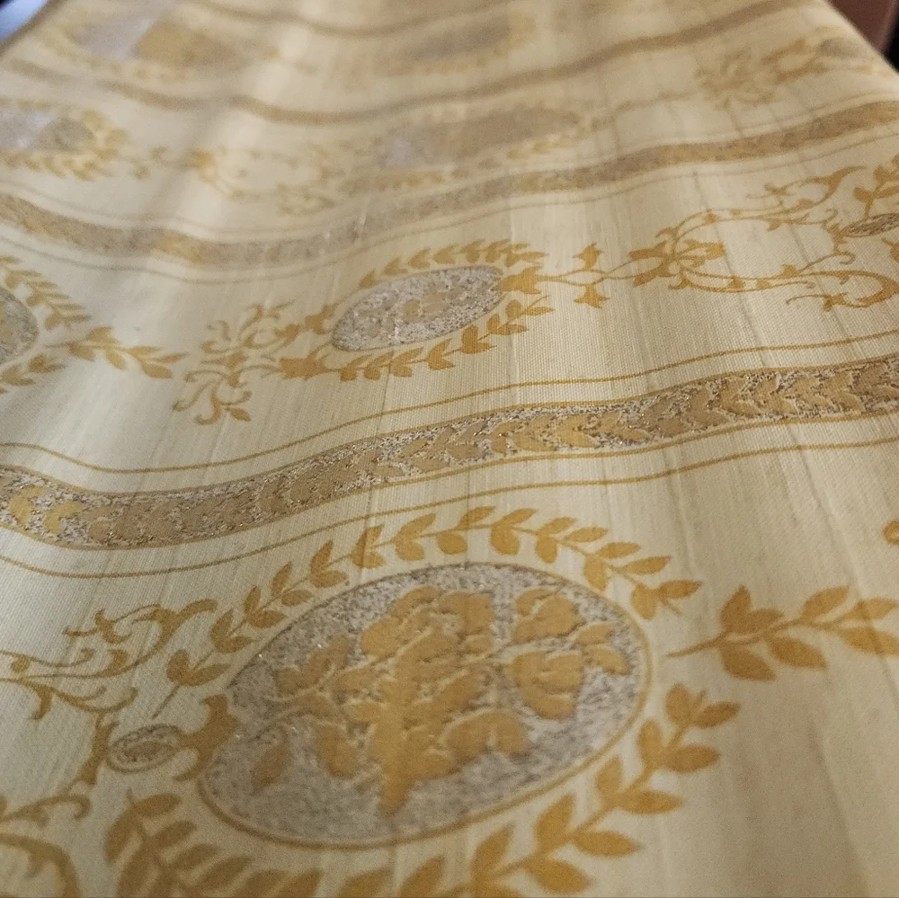 Vintage 1960s 1970s Royal Yellow Damask Victorian Wall Paper Roll